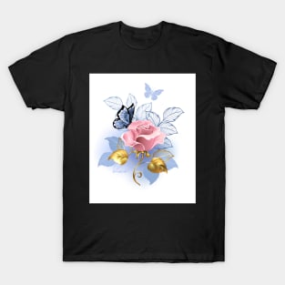 Pink Roses with Butterflies T-Shirt